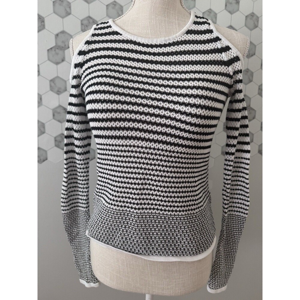 Rag & Bone Sweater Off the Shoulder Cut‎ Out Quinn Cotton Loose Stretch Knit XXS